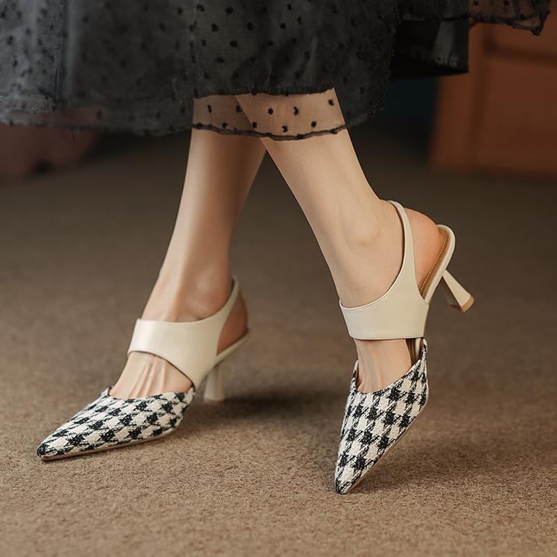 

Fashion 2024 New Summer Sandals Thin Heel Sandals Casual French Pointed Toe High Heels Sandals for Women Zapatos De Mujer Stiletto 34 белый