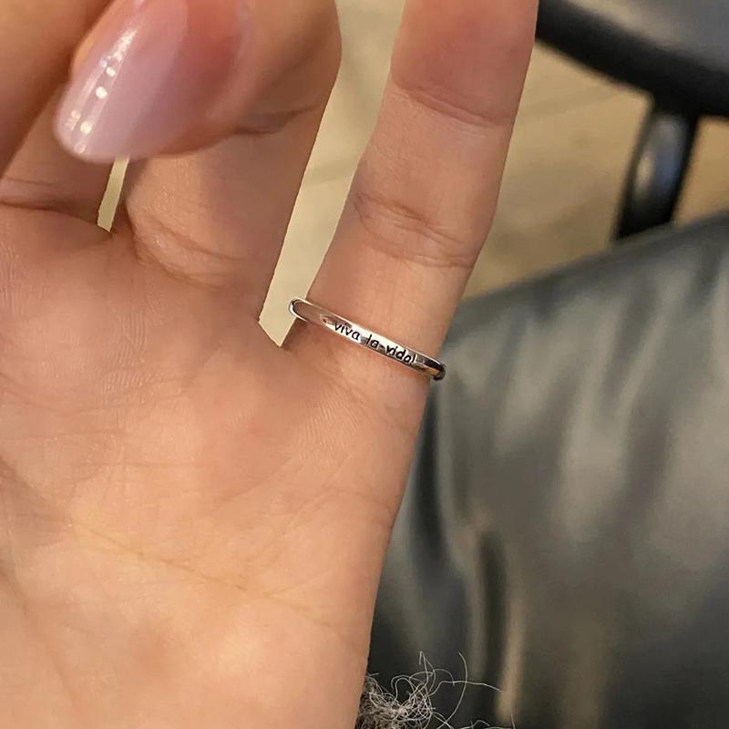 1/2Pcs Geometric Positive Phrases Opening Pinky Ring Light Luxury Adjustable Rings For Women Fashion Jewelry Gift Accessories