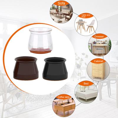 4Pcs Chair Leg Floor Protector Hardwood Floors Felt Pads Cushion Silicone Furniture Leg Protectors No Glue Needed Elastic Caps