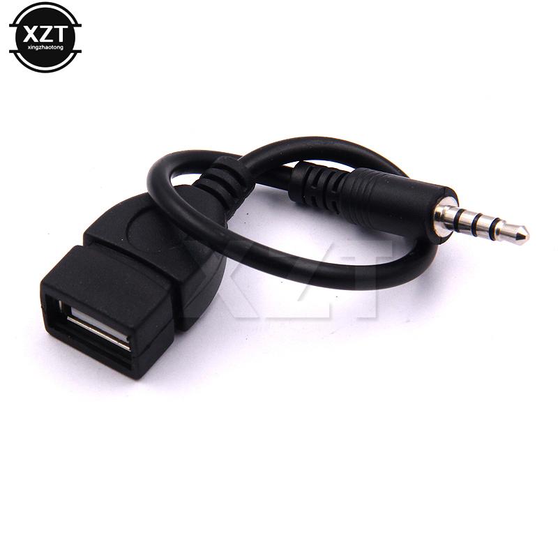 3.5mm Male Audio AUX Jack To USB 2.0 Type A Female OTG Converter Adapter Cable for Car MP3