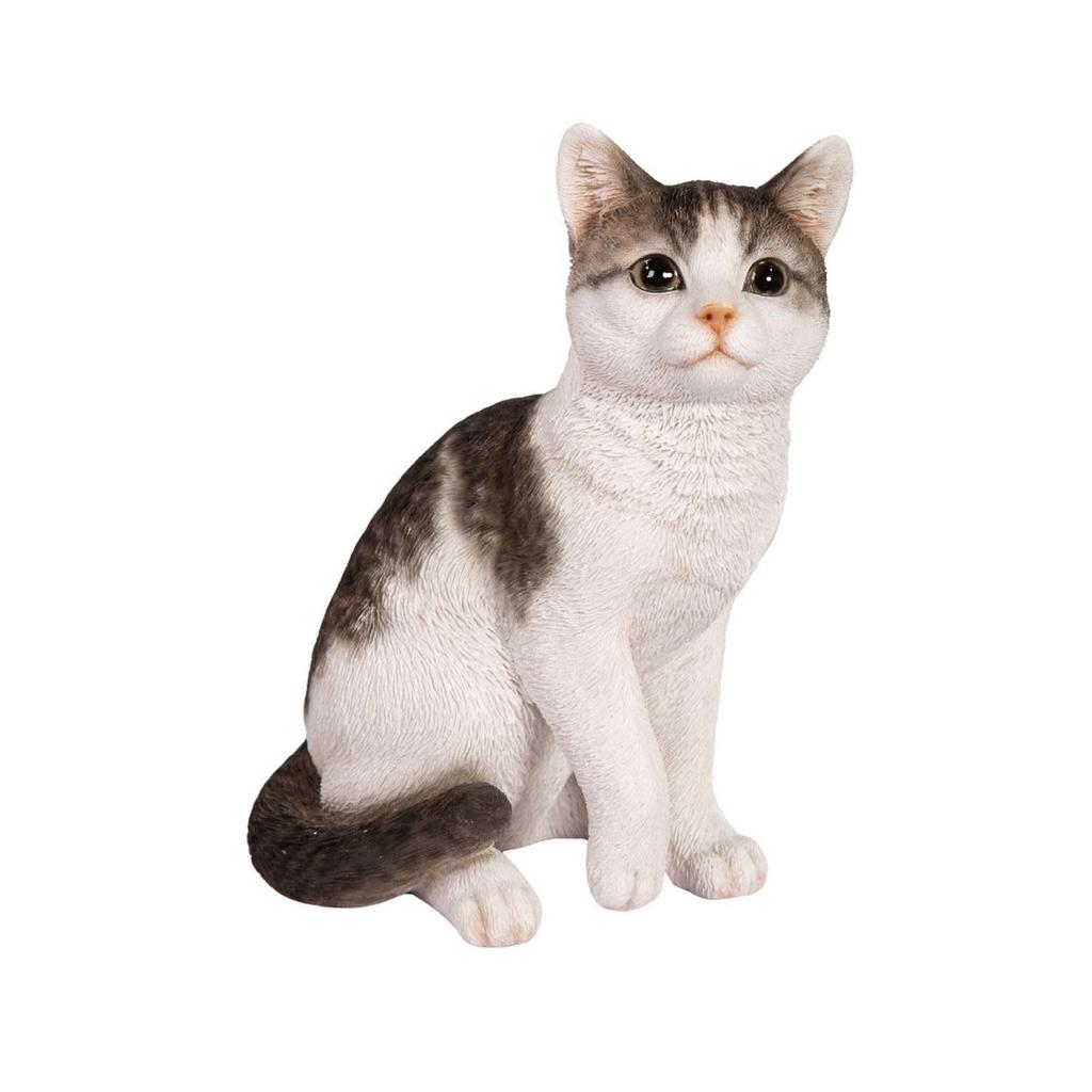 Ubia Sitting Tabby and White Cat x x cm Doll Figurine Ornament Animal Garden Decoration Cat (Medium) 18.7 12.5 22.5 H15132-22