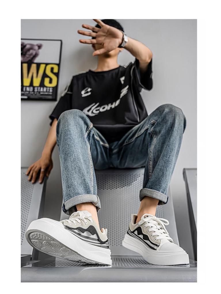 Pánské letní plátěné boty s prodyšnou síťovinou 2025: Ležérní, všestranné tenisky v korejském stylu