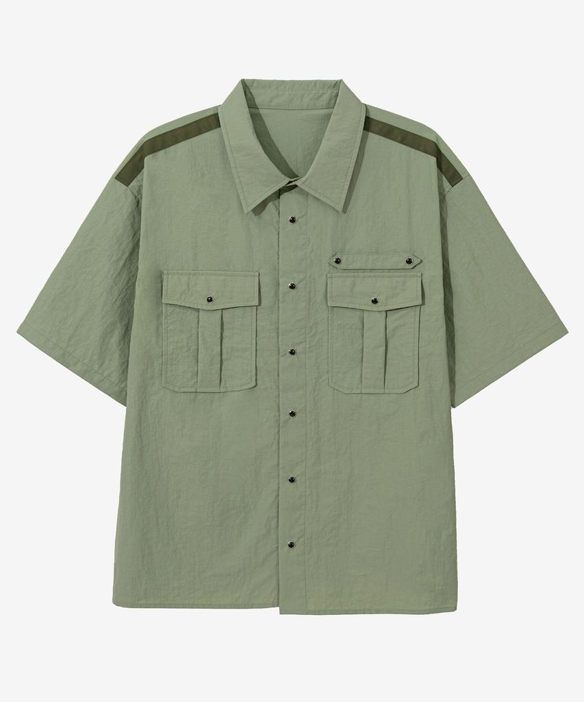 Sekeonmonollogeu Nylon Snap Fatigue Work Half Shirt Jacket [Khaki]_Sesh011Khaki