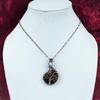 Tree Of Life Ammonite Fossil Pendant Copper Wire Wrapped Rainbow Moonstone Jewelry