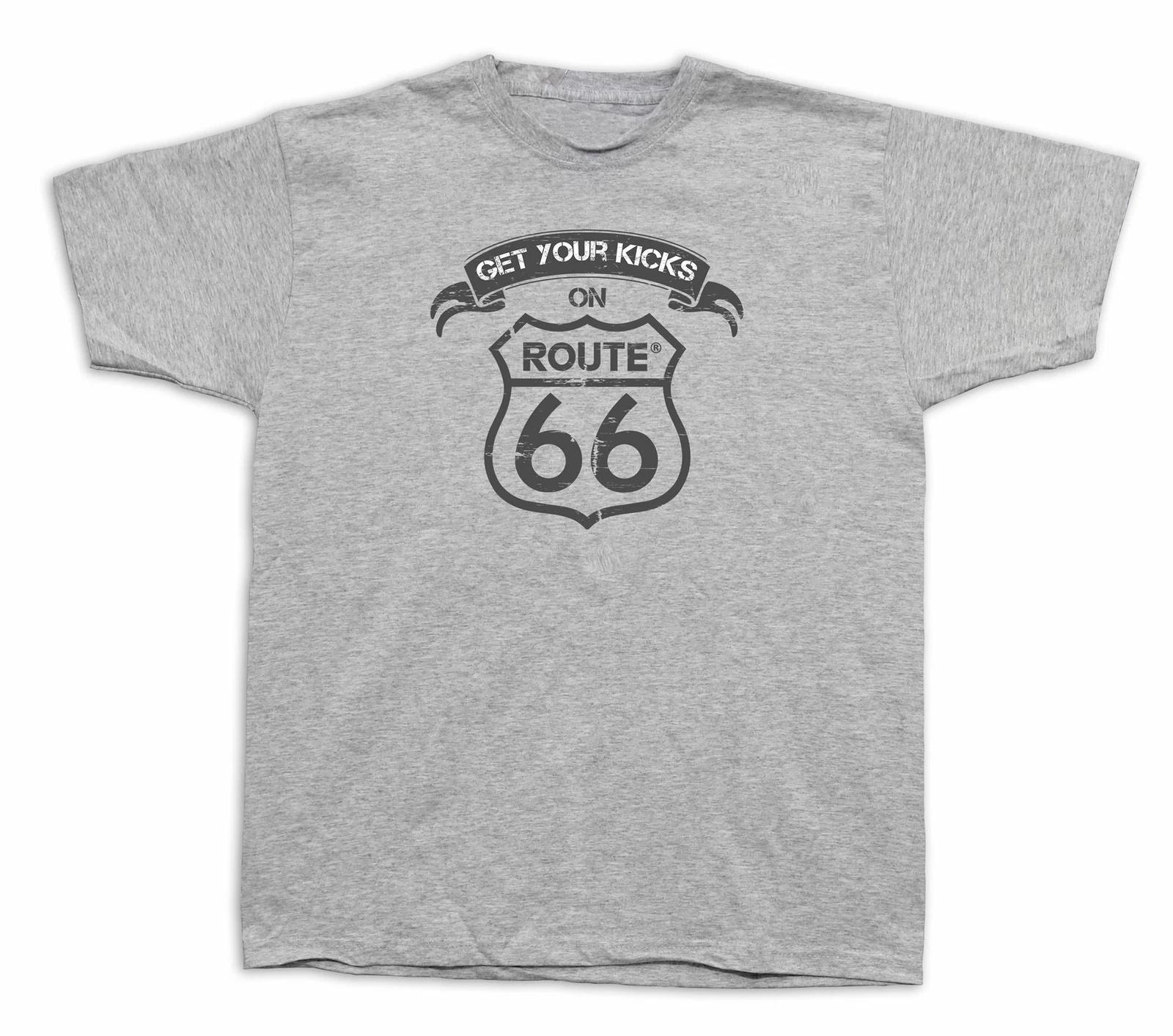 Route 66 highway Hot Rod Ride vintage man carage t shirt retro print tee S