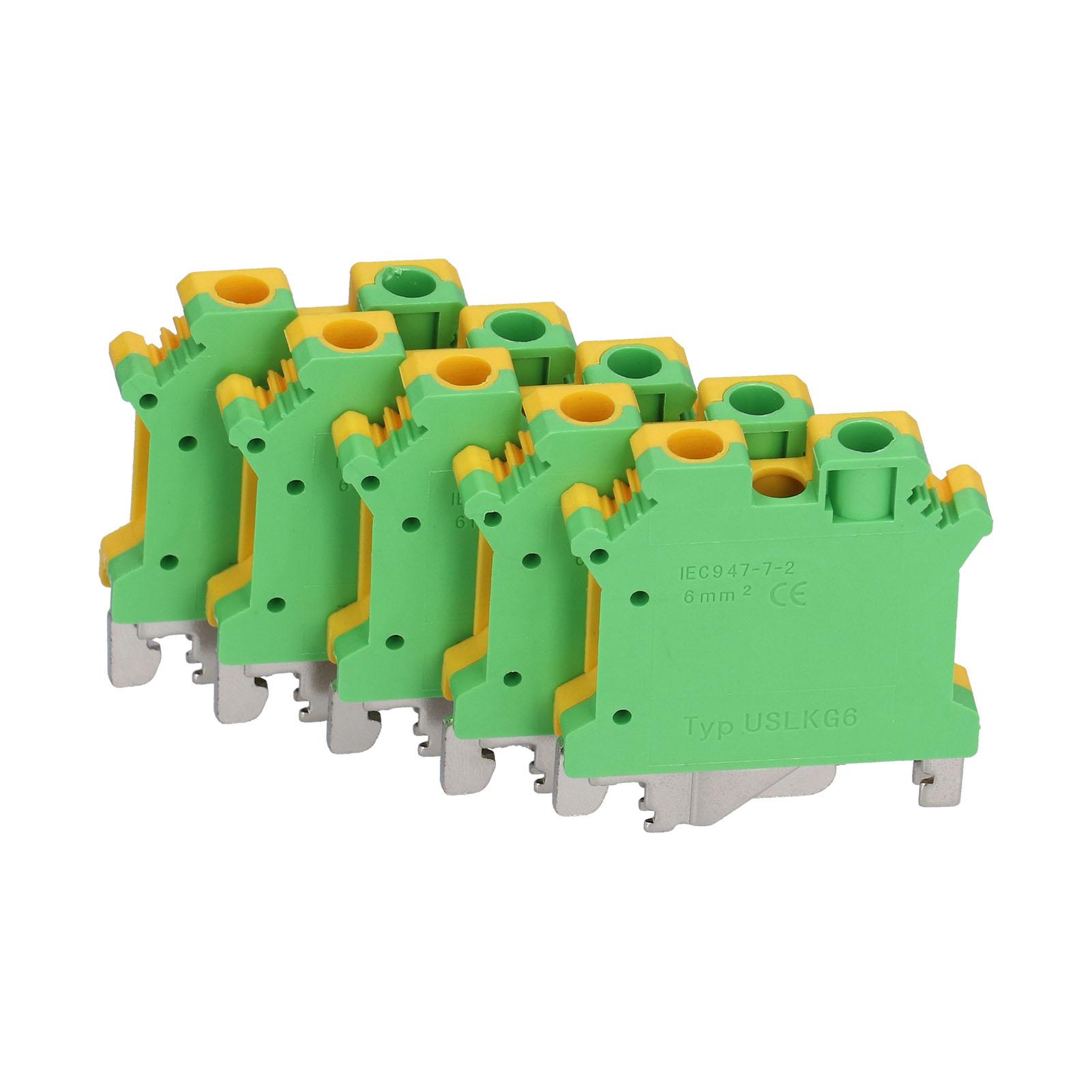 

50Pcs DIN Rail Mount Terminal Grounding Terminals Block for Electrical Connections USLKG6