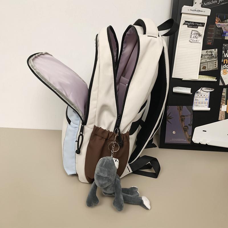 Color Block Student School Bag Men's Large Capacity Backpack Women Travel Couple Bag