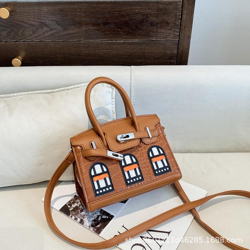 

Новая классическая контрастная маленькая сумка премиум-класса из платины, портативная на плечо, через плечо, женская сумка коричневый