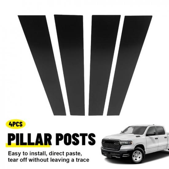 For -2024 Dodge RAM 1500 Black Look Window Pillar Posts Sticker Trim 4PCS