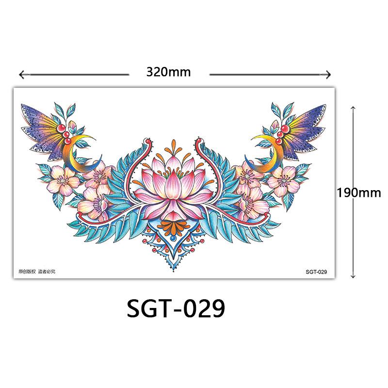 Flower Chest Tattoo Sticker, Chest Tattoo Sticker, Color Half Nail Large Picture Tattoo Sticker