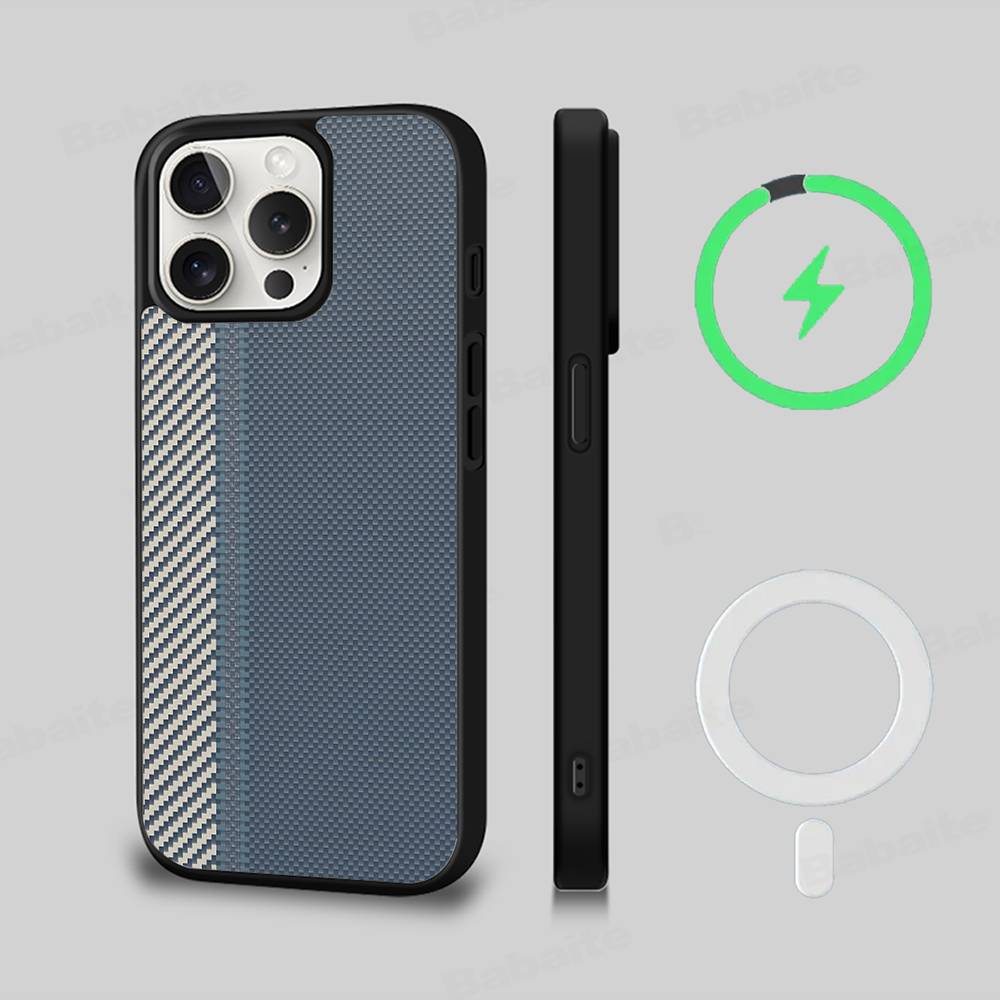 Fiber Texture For IPhone 17 Air 16 E 15 14 13 12 11 Pro Max Plus PC Shock TPU Cover For Magsafe Phone Cover