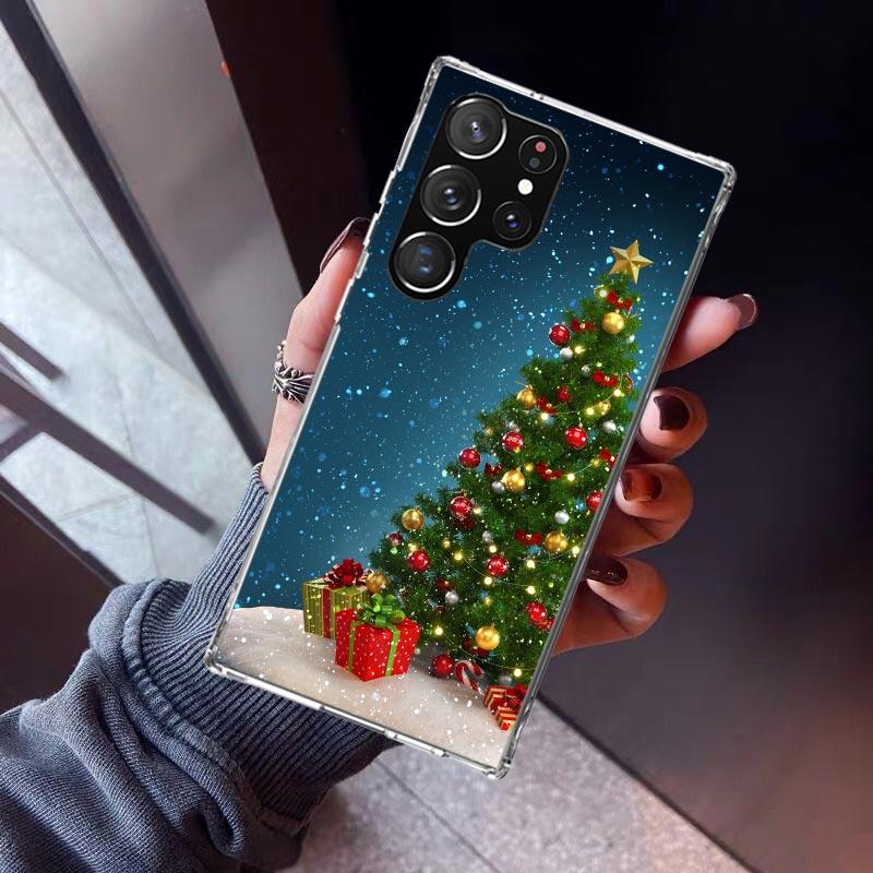 Merry Christmas Tree Snow Phone Case For Samsung Galaxy S23 S24 S25 Edge S26 Ultra S22 + S21 Plus S20 FE Cover Silicone Print Sh