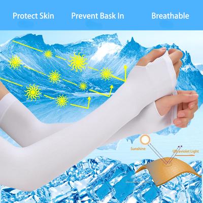 UV solární rukávy Žena Muži Cyklistika Rukavice bez prstů Cool Muff Summer Ledové Hedvábí Elastické Potahy rukávů Rukáv proti spálení