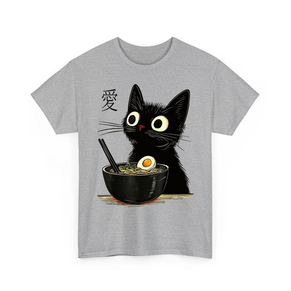 Funny Cat Ramen Graphic Tee Japanese Kawaii Anime Cat Unisex TShirt Unisex T-Shirt L