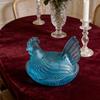 Glass Hen Candy Dish,Decorative Covered Candy Bowl with Lid Crystal Glass Chicken Shape Candy Jar Snacks Bowl Gift