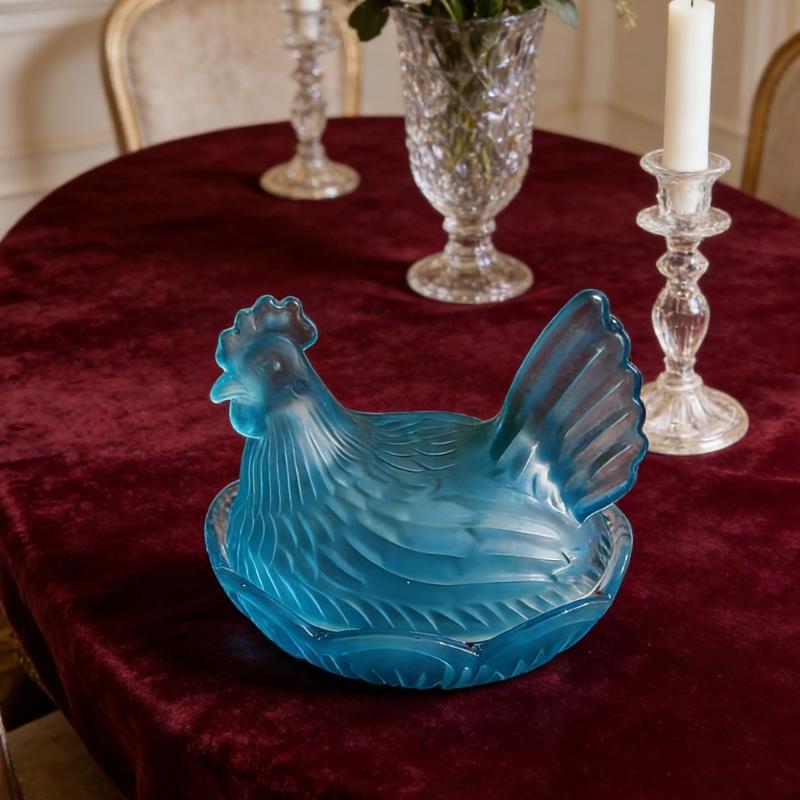 Glass Hen Candy Dish,Decorative Covered Candy Bowl with Lid Crystal Glass Chicken Shape Candy Jar Snacks Bowl Gift