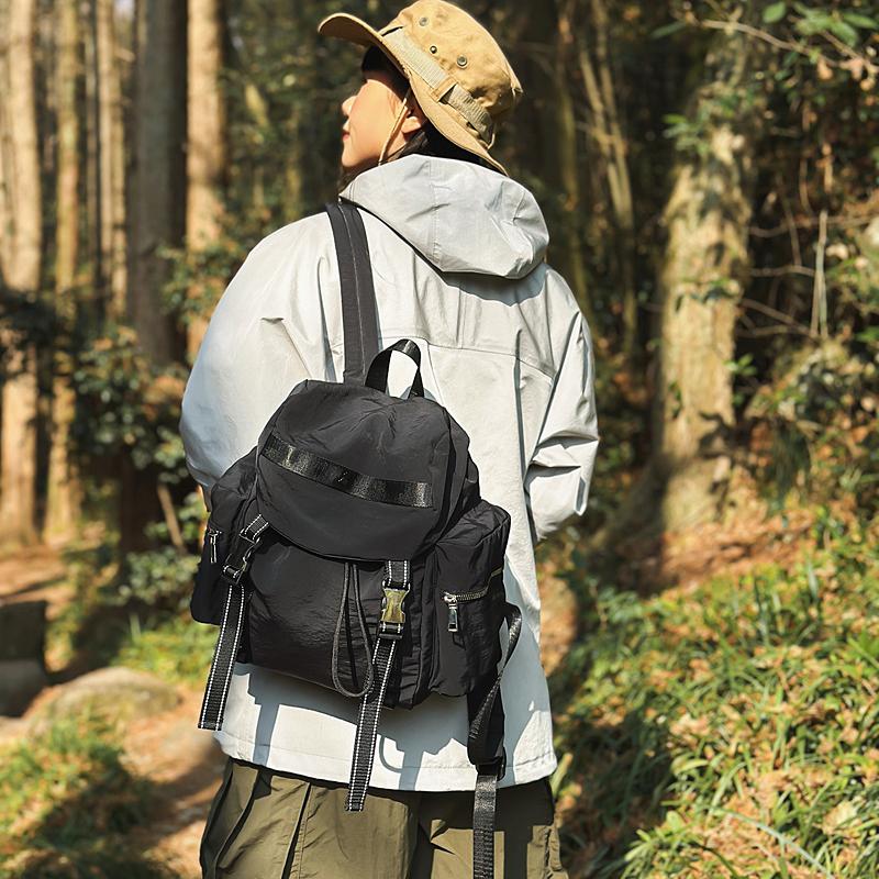 Men's Outdoor Mountaineering Bag Women's Lightweight Travel Backpack Solid Color High School Student Schoolbag