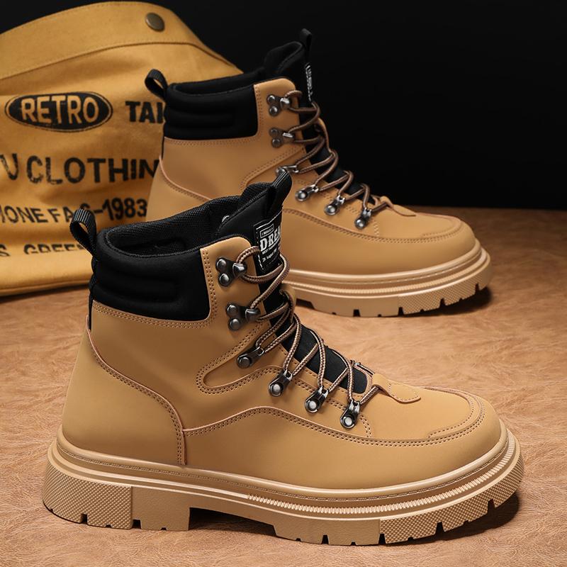 

Ankle Boots Men s Casual Shoes Male Sneakers Casual Sneaker Shoes for Men Soft and Comfortable Motorcycle Boots Man Mid-top 44 жёлтый