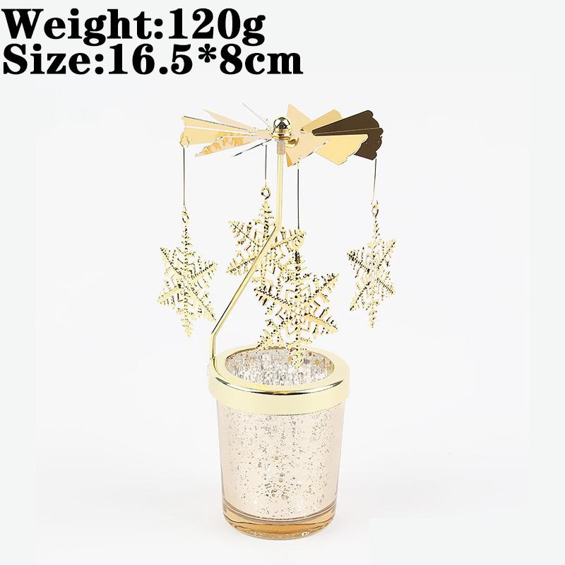 Love Wedding Candle Holders Snowflake Deer Fairy Rotating Candlestick Metal Tray Romantic Home Decoration Christmas Ornament
