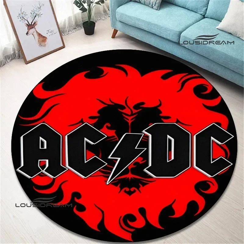 Rocková kapela AC/DC retro potištěný kulatý koberec ložnice krásný koberec protiskluzová rohožka pod dveře podlahové rohože kusový koberec narozeninový dárek