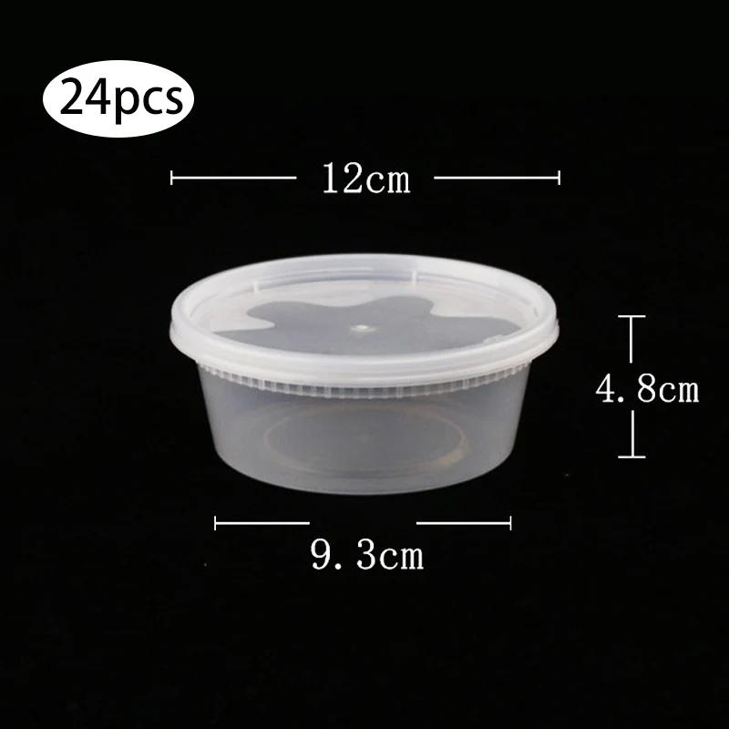 

24 шт. Пластиковые контейнеры для заморозки деликатесных продуктов с герметичными крышками, одноразовые прозрачные банки Togo, миски для приготовления салатов, супов и блюд
