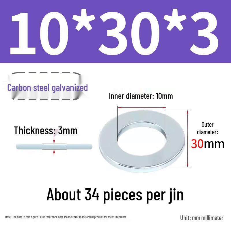 Oversized Thickened Galvanized Iron Flat Washer M2M3456810-M6