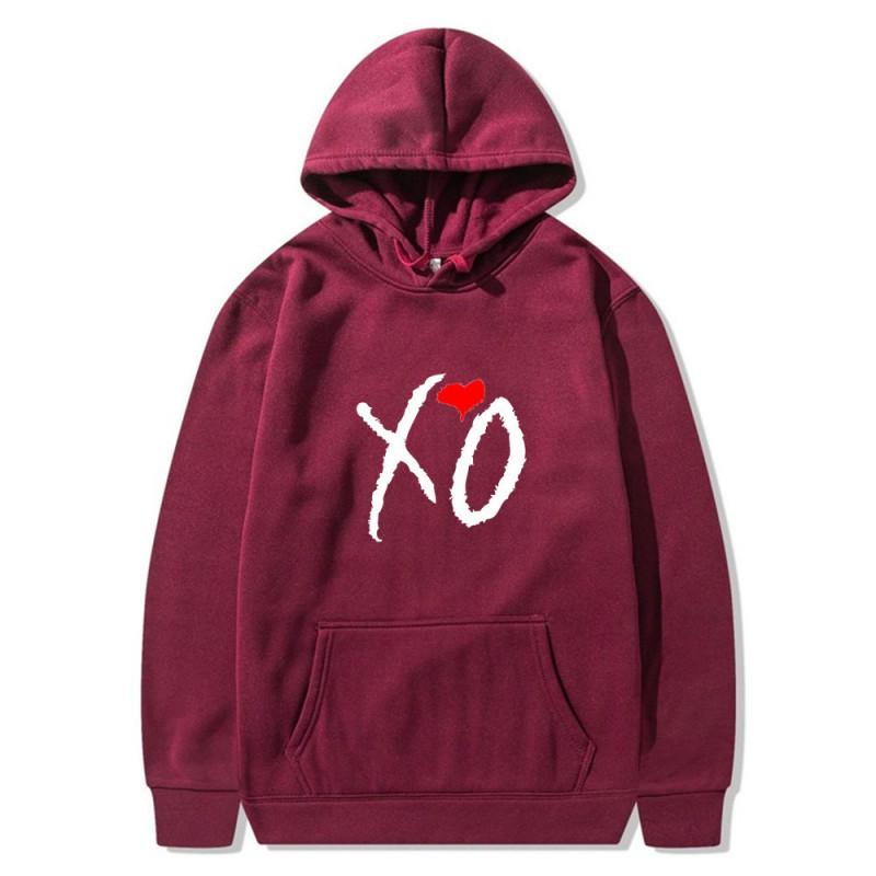 Mens Oversized Hooded Sweatshirt With XO Letter Print Loose Fit Streetwear Casual Top