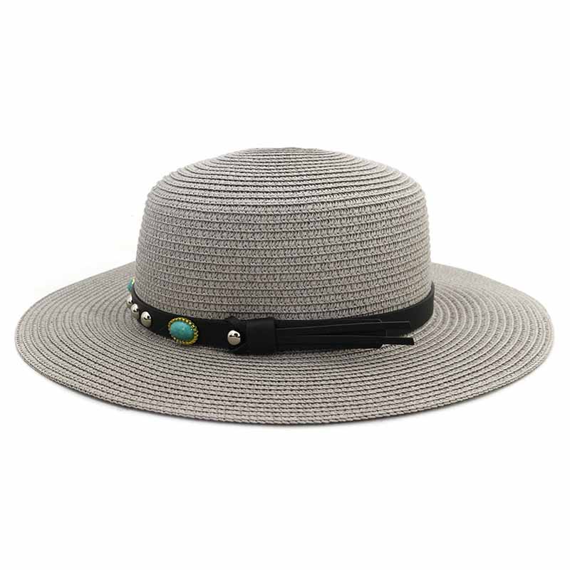 Sommer-Sonnenhut Damen Mode Mädchen Strohhut Band Schleife Strandhut Lässig Gras Flacher Hut Panama Hut Knochen Damen Visierkappe