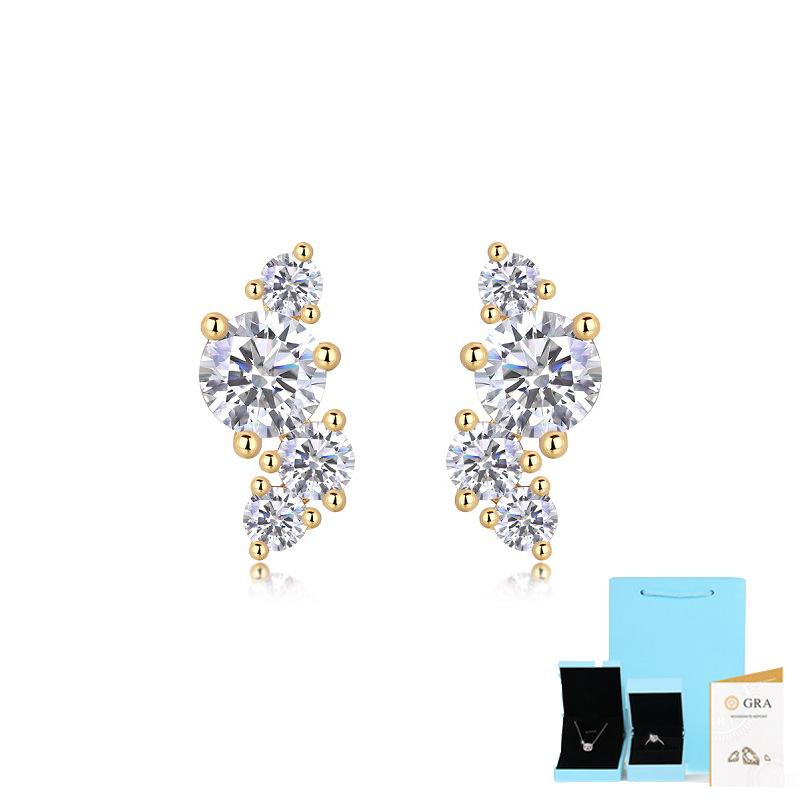 

Серьги из серебра S925 с муассанитом, серьги-гвоздики, серьги Ins Wind, ювелирные изделия 15154