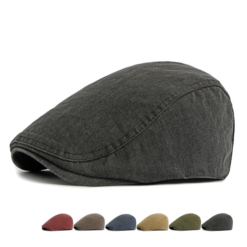 Cotton Cap Men's Forward Cap Solid Color Beret British Retro Front and Reverse Cap