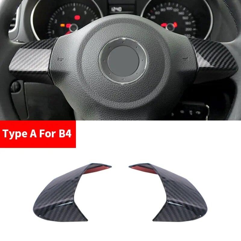 Car Styling ABS Carbon Fiber Texture Steering Wheel Cover Trim For VW Golf 6 MK6 Passat B7 Sharan Polo Jetta Tiguan Caddy Touran