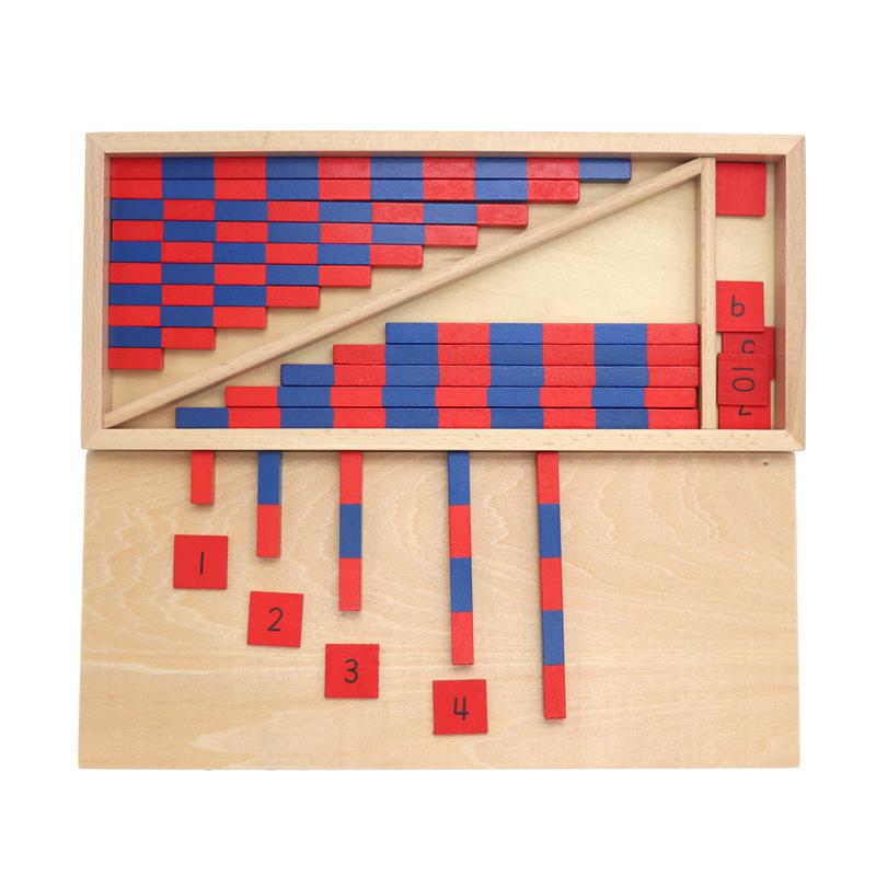 Montessori Math Teaching Aids: Small Wooden Red & Blue Number Rods for Number Concept Cognition and Education