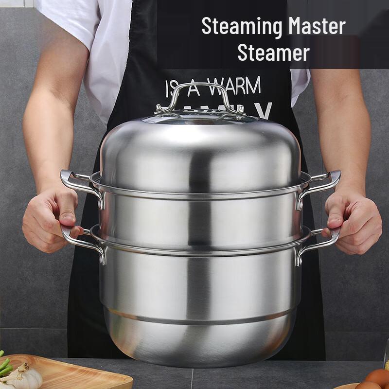 Yinuoshi 28cm Thickened Double-Layer Stainless Steel Steamer Pot