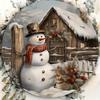 Vintage Snowman Metal Wall Art Round Iron Sign Winter Cabin Decor for Home Kitchen Cafe Bar Christmas Holiday
