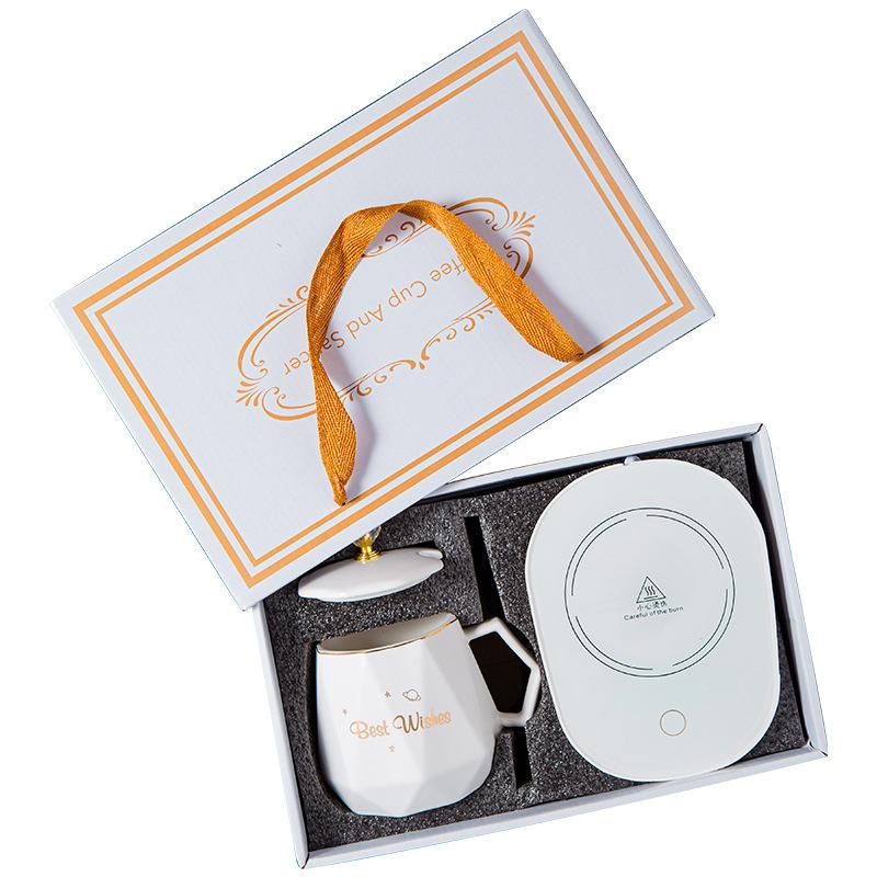 Thermostat Coaster Gift Ceramic Mug Wedding Souvenir Cup Event Water Cup with Lid