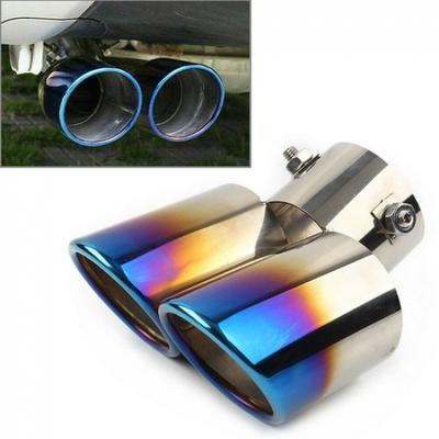 Rear Outlet Muffler Tip Dual Exhaust Pipe Tail Throat Replace For 2.5" In Outlet