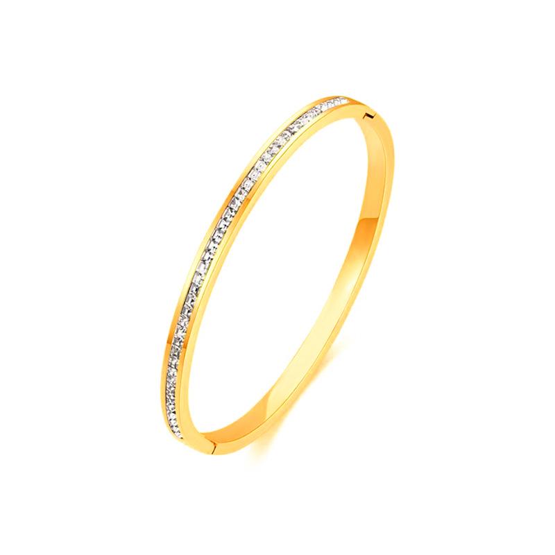 Rose Gold Bamboo Joint Titanium Steel Bangle - Luxurious, Non-fading, Diamond-studded, Waterproof Women's Bracelet.