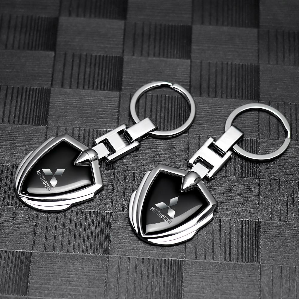 cyhk7 3D Metal Key Rings Car Logo Emblems Keychain Accessories For Mitsubishi 9 Ralliart X ASX L200 Colt Outlander Pajero Cross Triton