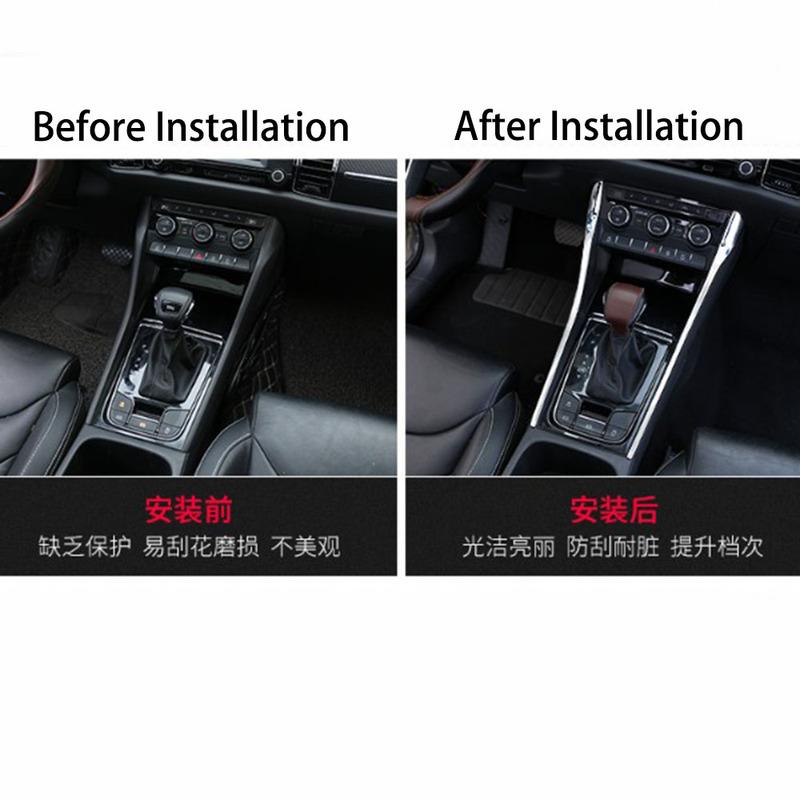 2pcs/set for skoda kodiaq 2017 2018   Central Console Chrome Protection Decoration Strip Interior Mouldings Car Accessories