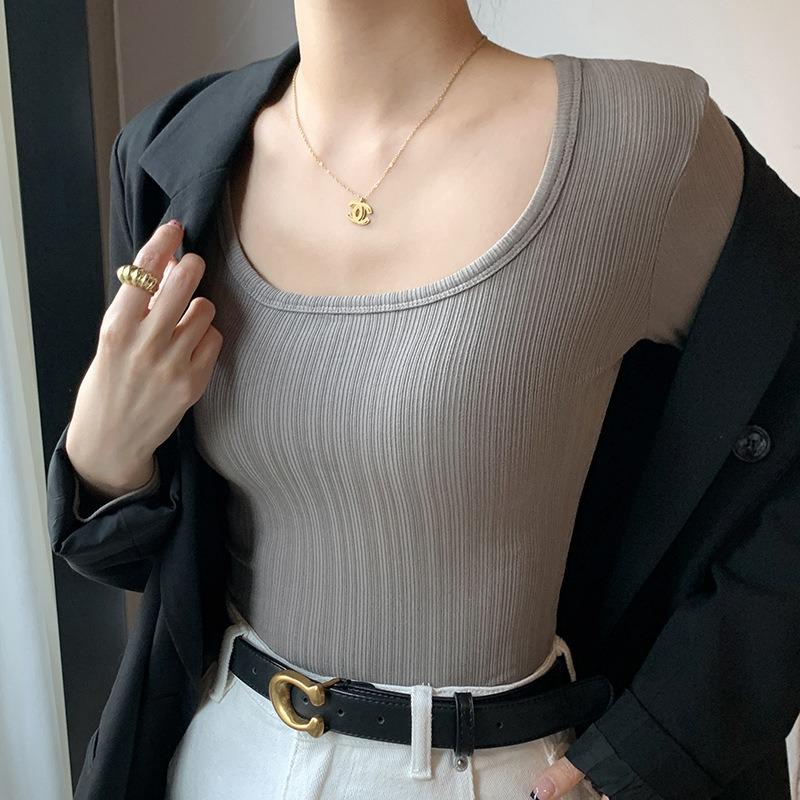 New Big T-shirt Women's Bottoming Shirt Long-sleeved Top with Slim-fitting Women's Spring Style Explosion
