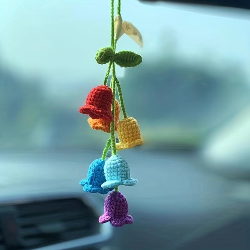 

1Pc Bellflower Hand-knitted Car Pendant Rearview Mirror Charm Accessories Hanging Ladies Bag Key Chain Pendant Gift