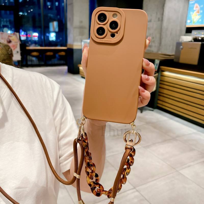 Marble Chain Case For OPPO Find X5 Lite X8 Pro Realme 12 C65 C67 C63 Reno 12F 11F 10 Crossbody Strap Lanyard Bracelet Soft Cover