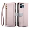 ESEBLE E11 For iPhone 14 Pro Max Case Zipper Pocket Litchi Texture Leather Phone Cover with Mirror and Wrist Strap