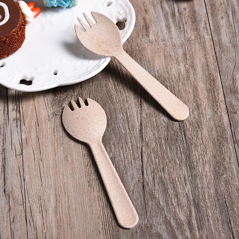 Fanshun Disposable Wheat Straw Dessert Sporks (200 Pcs)