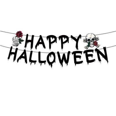 Halloween Party Supplies Include Paper Plates, Cups, Napkins, Tablecloth, Banner
