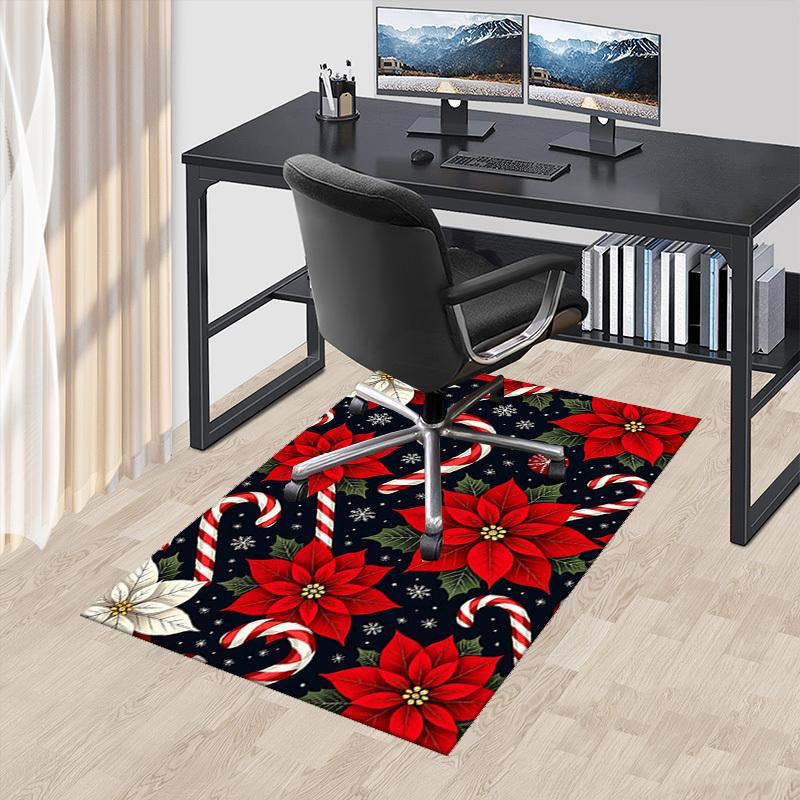 

Christmas Candy Cane Poinsettia Chair Mat - Anime Cartoon Design, Non-Slip Rug for Office Chair, Home Decor, Living Room, Bedroom, Game Room & Dormito 60cm by 90cm