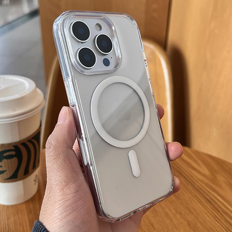 Transparent For Magsafe Magnetic Phone Case For iPhone 16 15 14 13 12 11 Pro Max Plus Clear Hard Backboard Cover