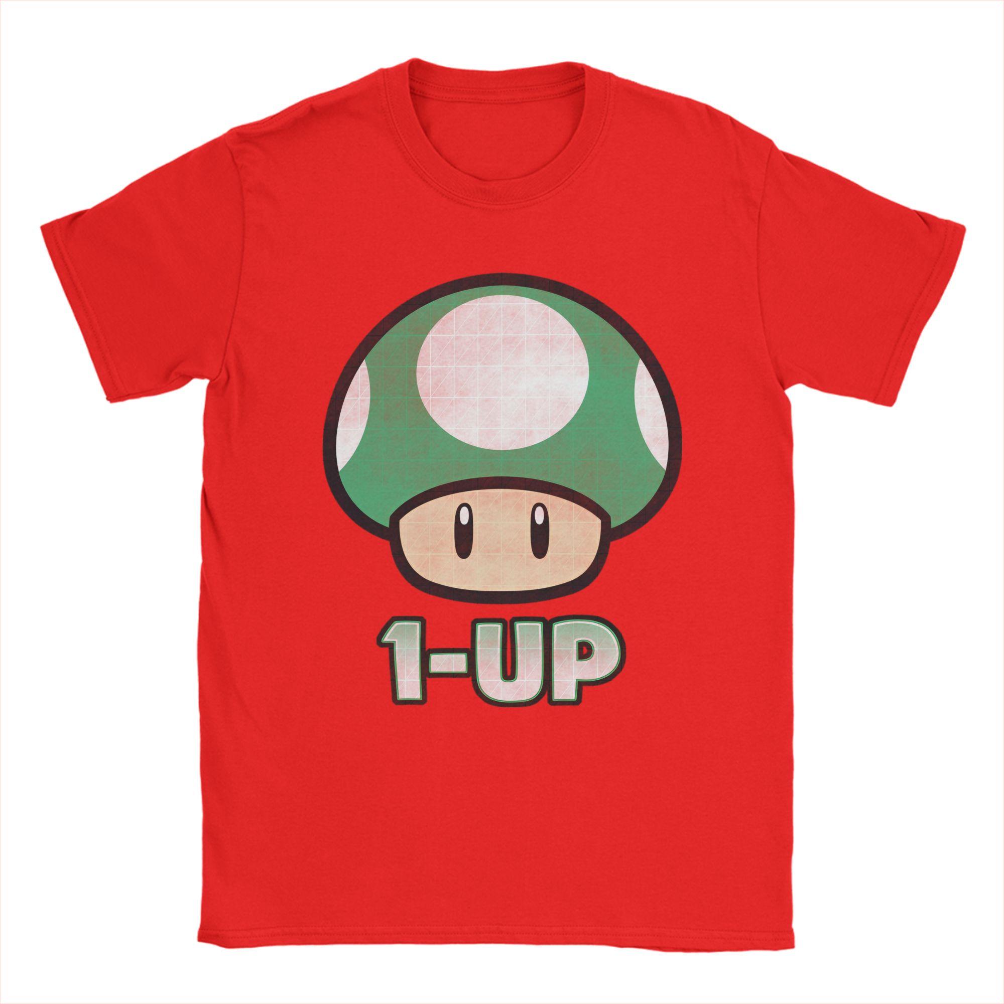 

1Up Marios T Shirt Mens 100 Cotton Vintage TShirt Round Collar Tees Short Sleeve Clothes Printed M