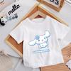 Cute Cinnamoroll Girl Tshirt Cotton Anime Print Tee Shirt Kids Short Sleeve Streetwear Summer Casual Clothes Kawaii Gift