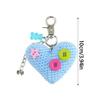 Handmade Knitted Keychain Handwoven Heart with Button Bowknot Pendant Keyring
